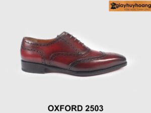 Giày da nam công sở màu đỏ đô Wingtips Oxford 2503 001