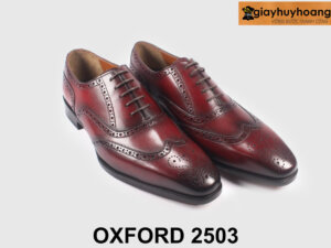 Giày da nam công sở màu đỏ đô Wingtips Oxford 2503 004