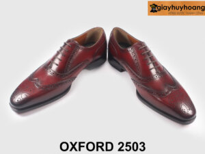 Giày da nam công sở màu đỏ đô Wingtips Oxford 2503 003