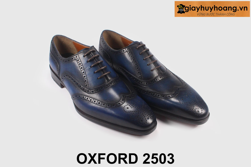 giay-tay-da-nam-cong-so-thu-cong-oxford-2503-08 Giày tây nam thủ công xanh Patina navy Wingtips Oxford 2503 004