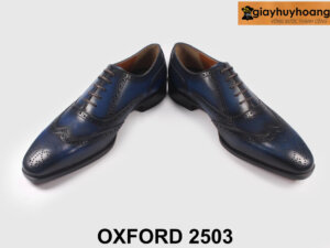 Giày tây nam thủ công xanh Patina navy Wingtips Oxford 2503 003