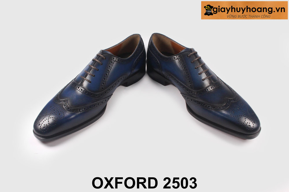 giay-tay-da-nam-cong-so-thu-cong-oxford-2503-09 Giày tây nam thủ công xanh Patina navy Wingtips Oxford 2503 003