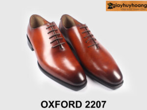 Giày tây nam cao cấp trơn miếng liền màu bò Oxford 2207 003
